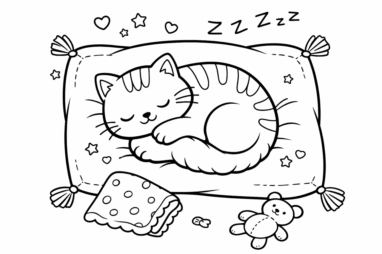 Katzen_schlafende Katze Auf Kissen