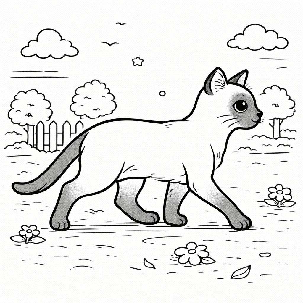 Katzen_siamkatze Läuft An Zaun Entlang