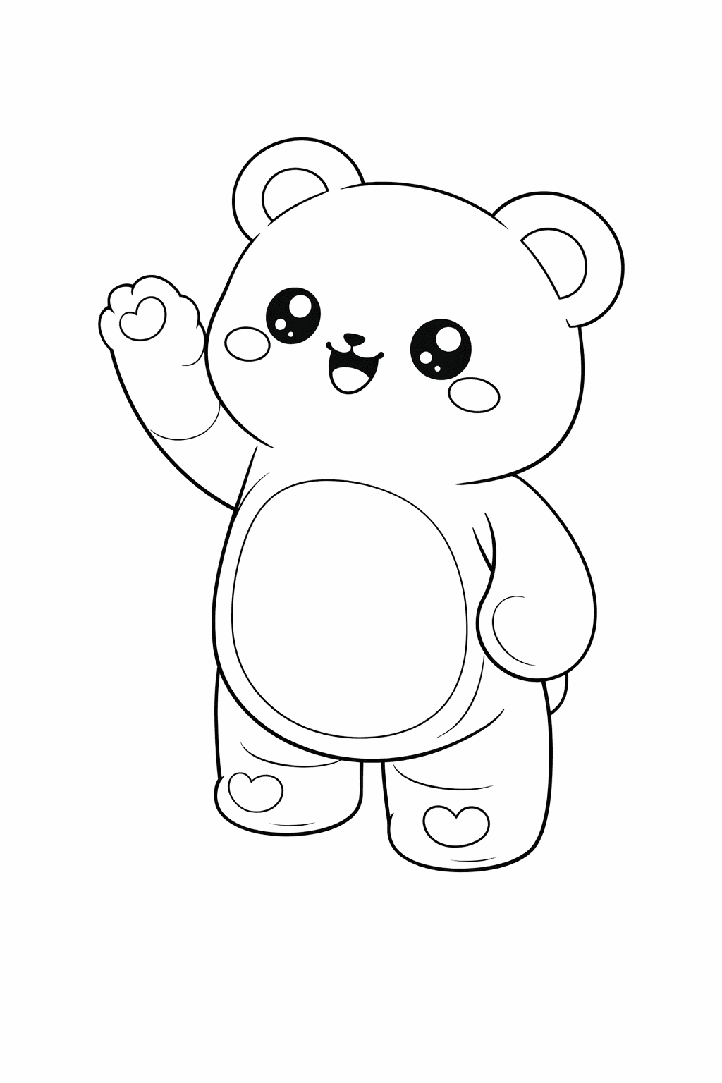Kawaii Gummibär in Winke-Pose - Ausmalbild