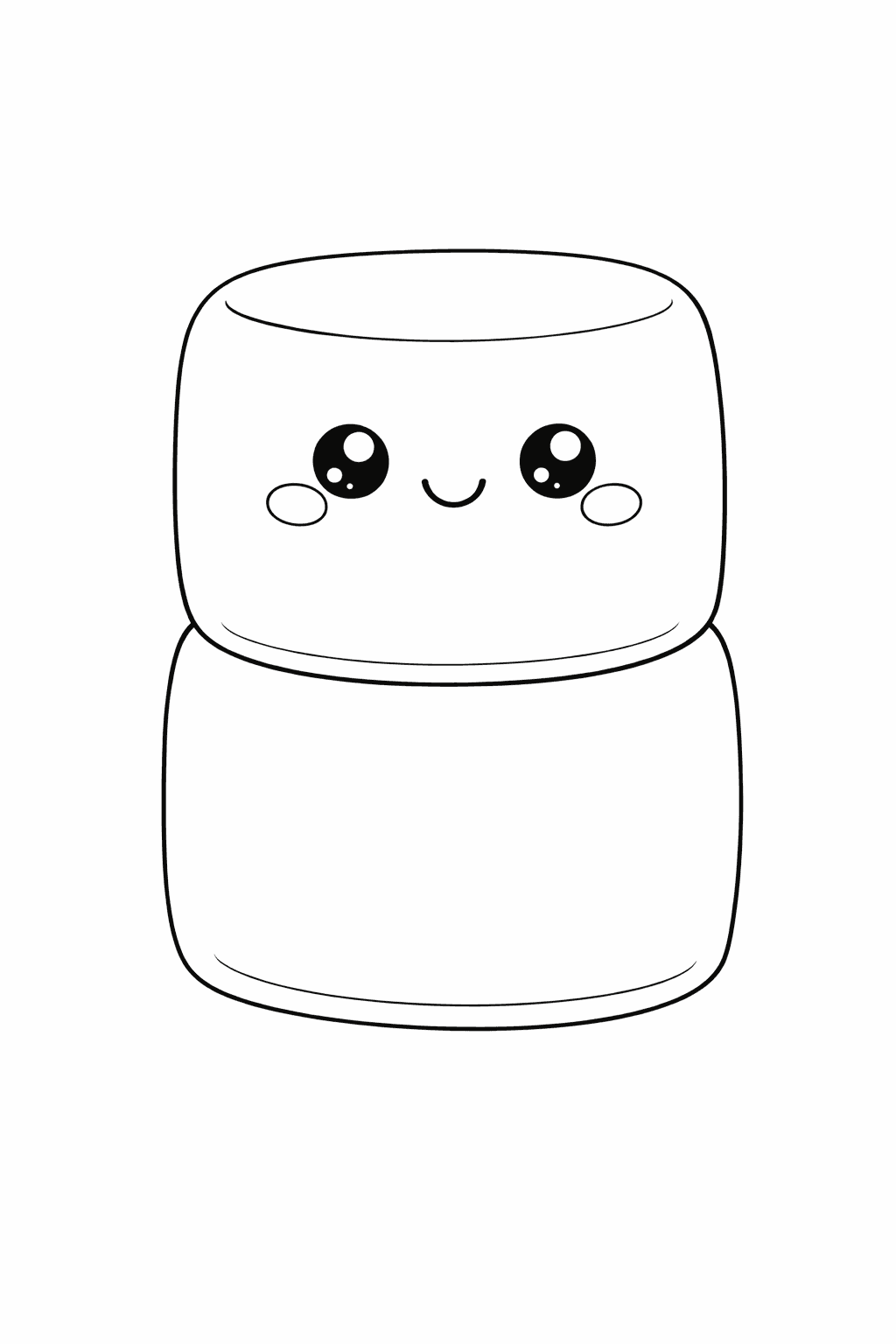 Kawaii Marshmallow Charakter in Linie - Ausmalbild