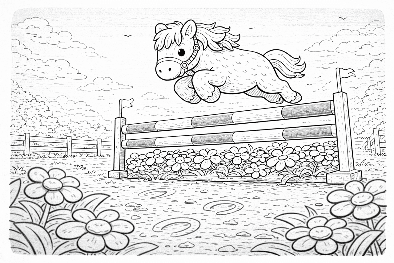 Kawaii Pferd Im Sprung