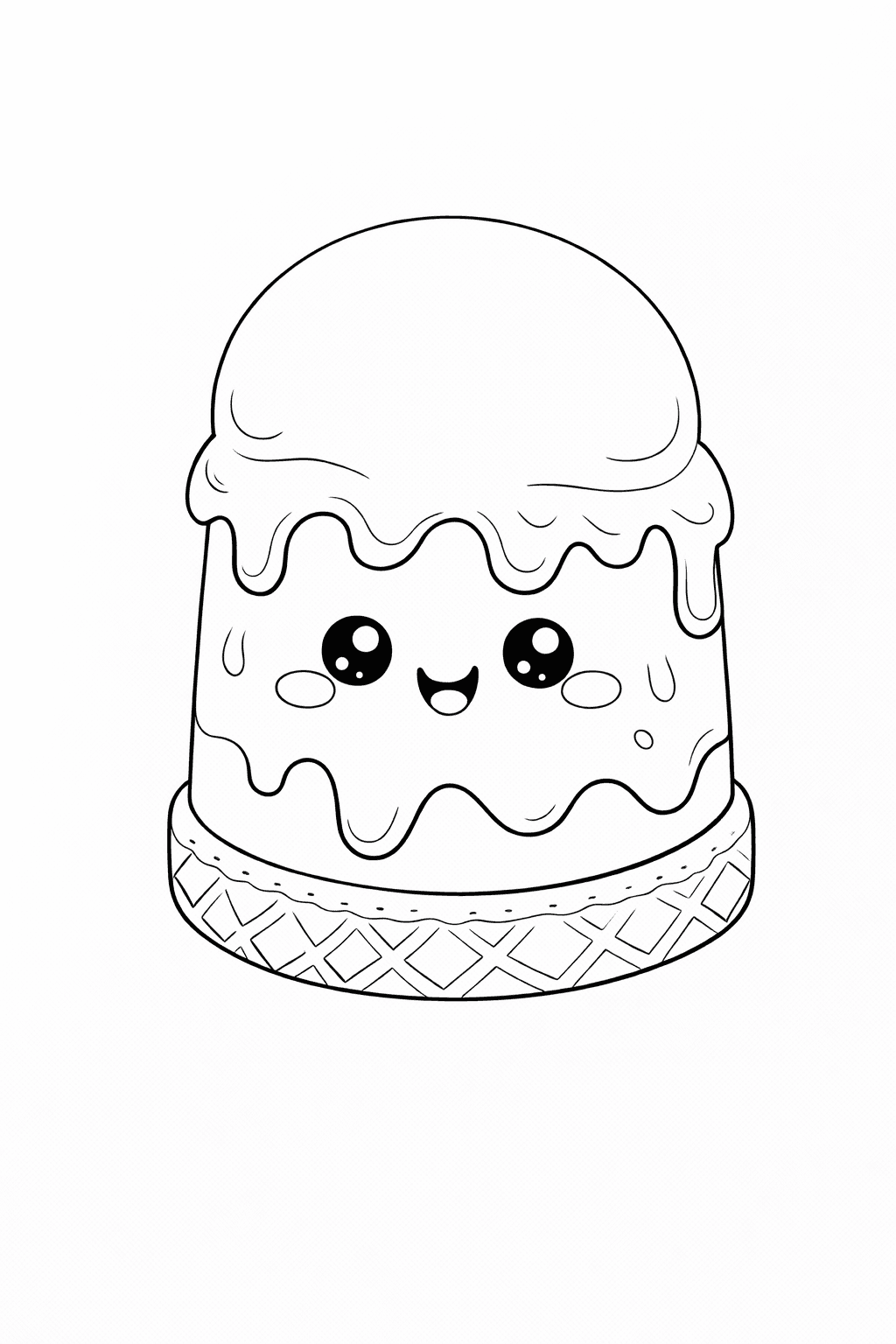 Kawaii Schokoladen-Marshmallow-Charakter - Ausmalbild