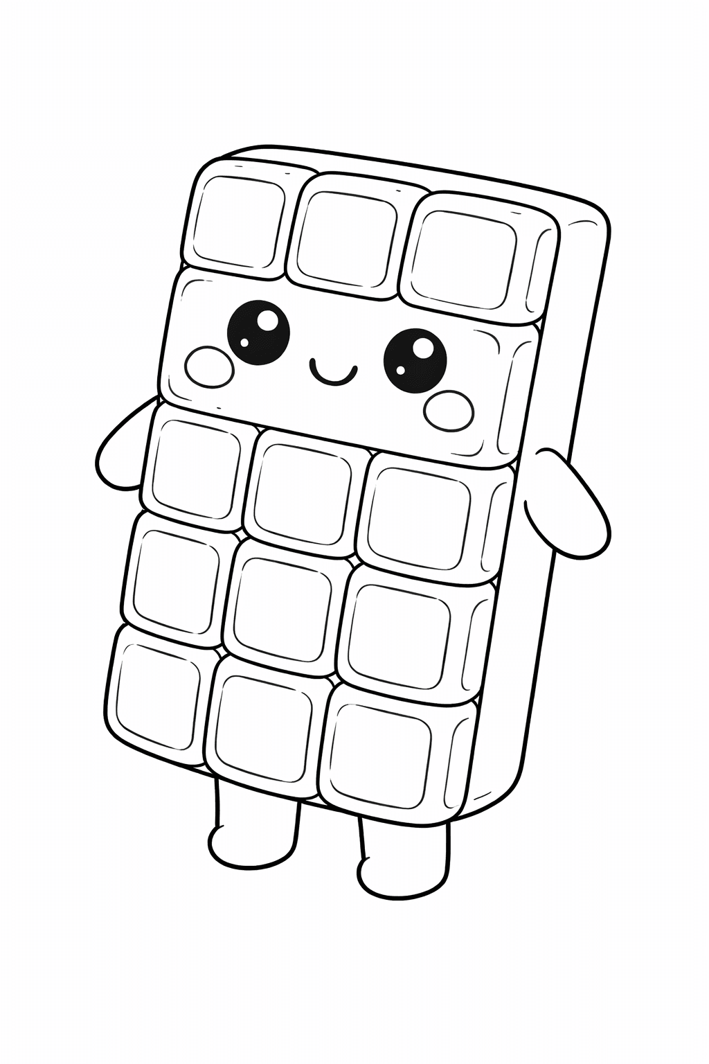 Kawaii Schokoladenriegel Charakter - Ausmalbild