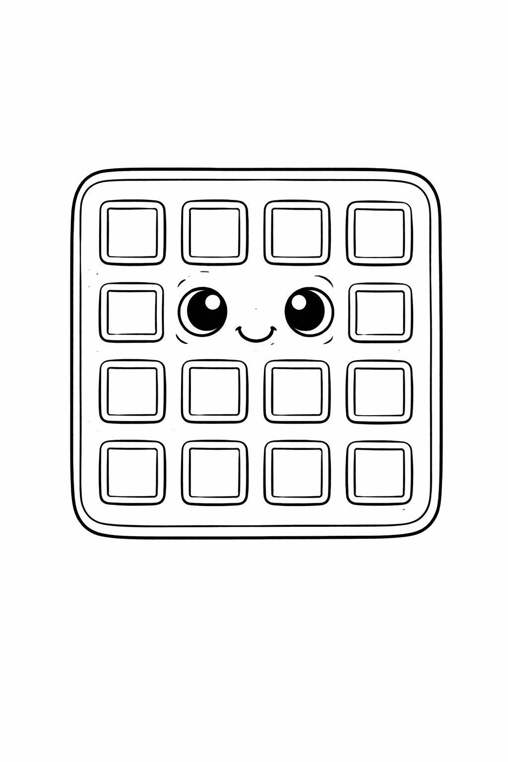 Kawaii Waffel Mit Süßem Gesicht - Ausmalbild