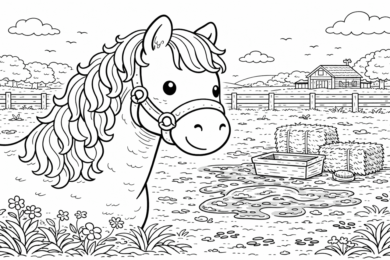 Kawaii Pferd - Ausmalbild