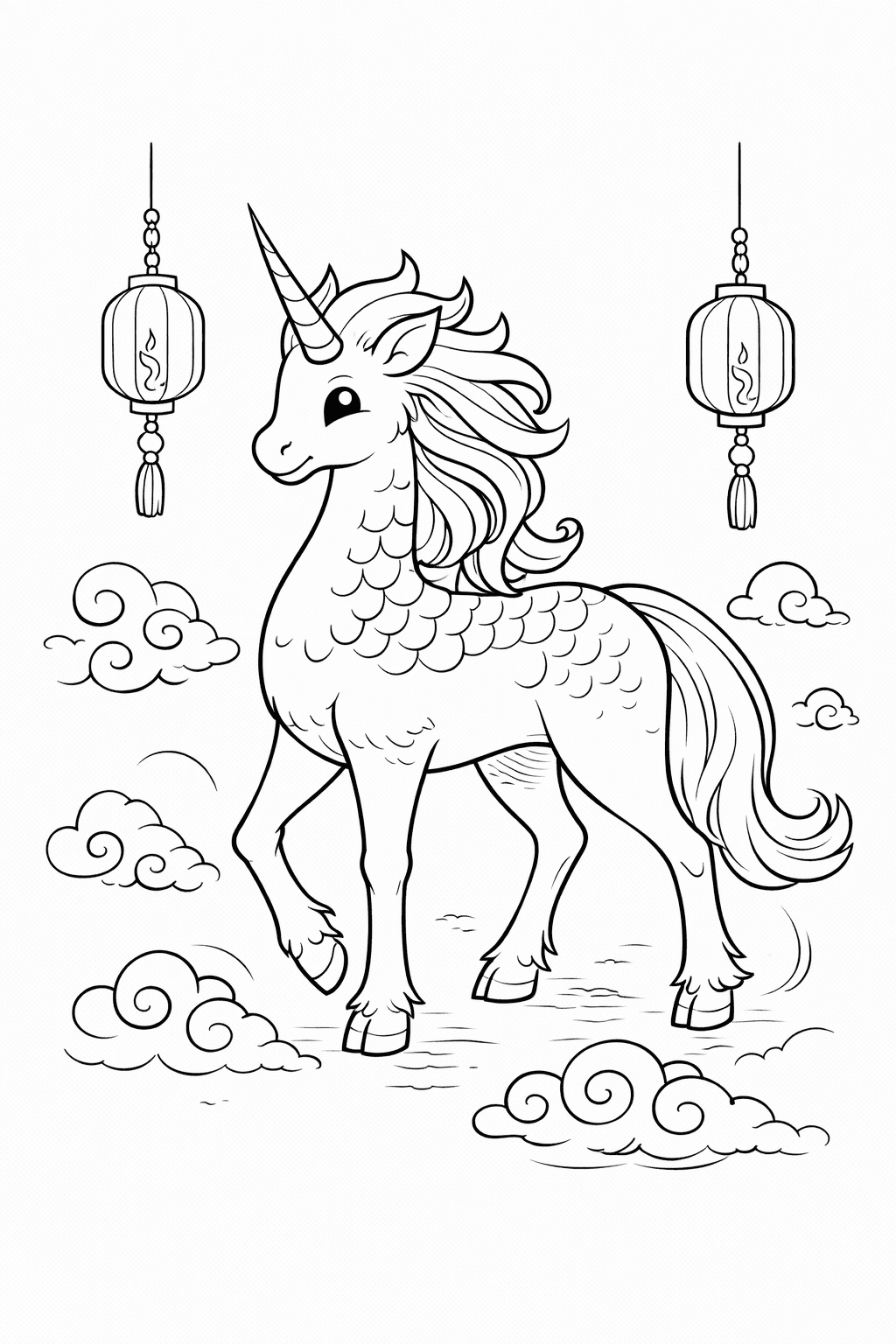 Kirin In Der Poetischen Stille - Ausmalbild