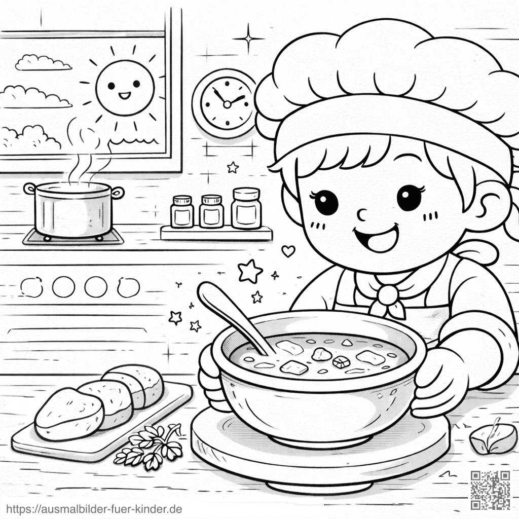 Küchenhilfe im Chef-Look - Ausmalbild