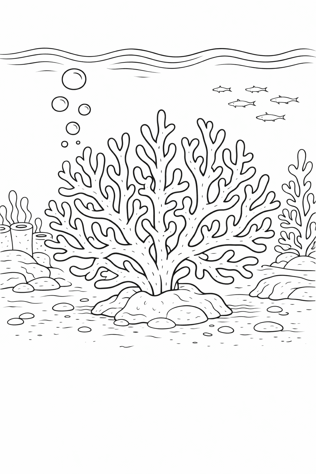 Korallenriff unter Wasser - Ausmalbild