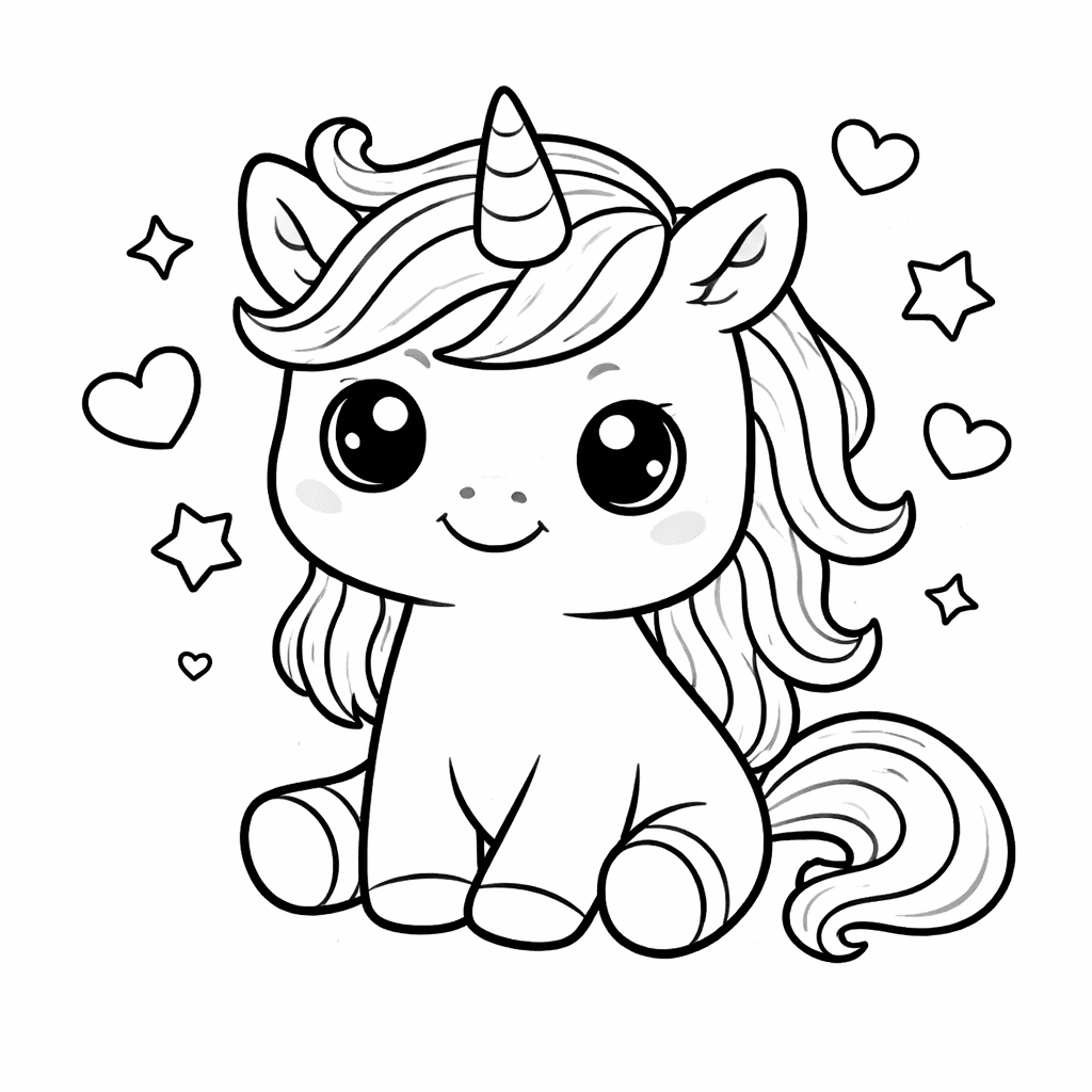 Kuscheliger Einhorn Charme In Linienkunst - Ausmalbild