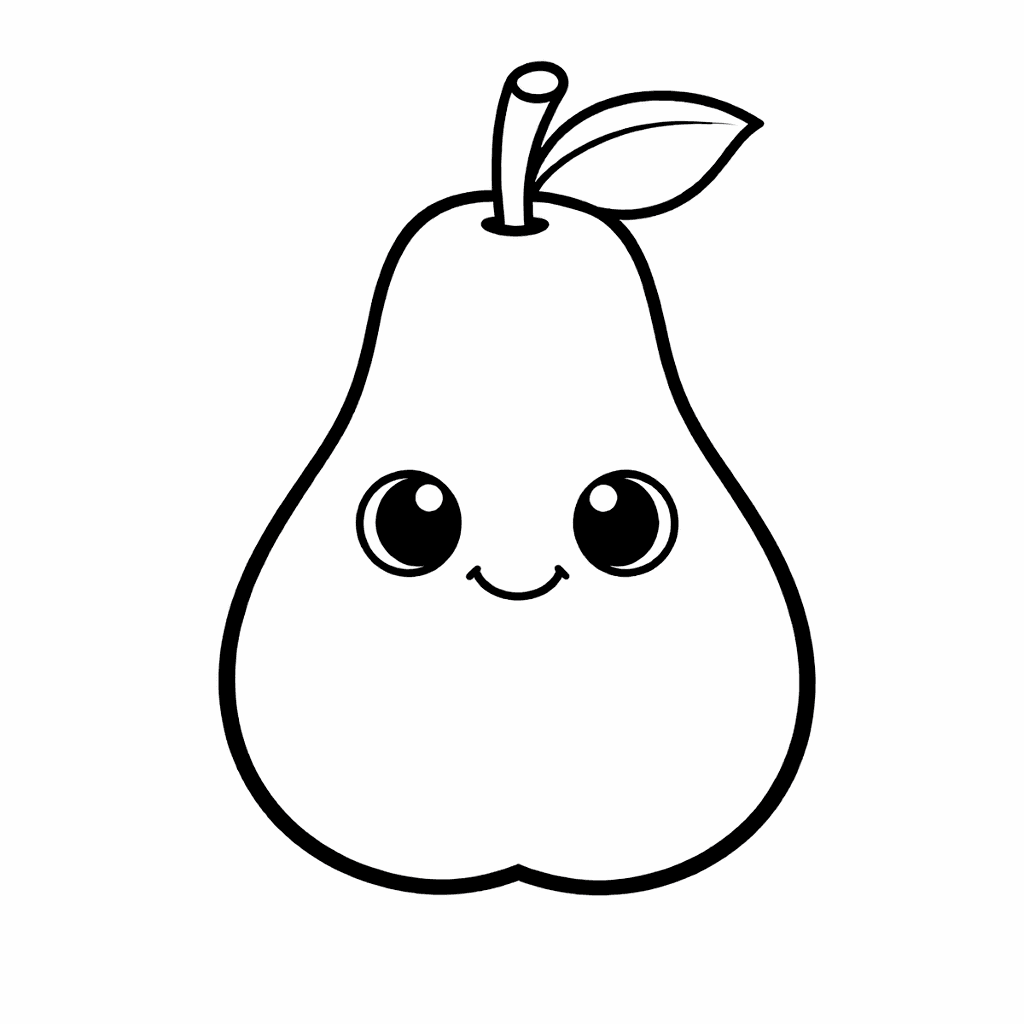 Kuscheliges, Anthropomorphes Birnen Maskottchen - Ausmalbild