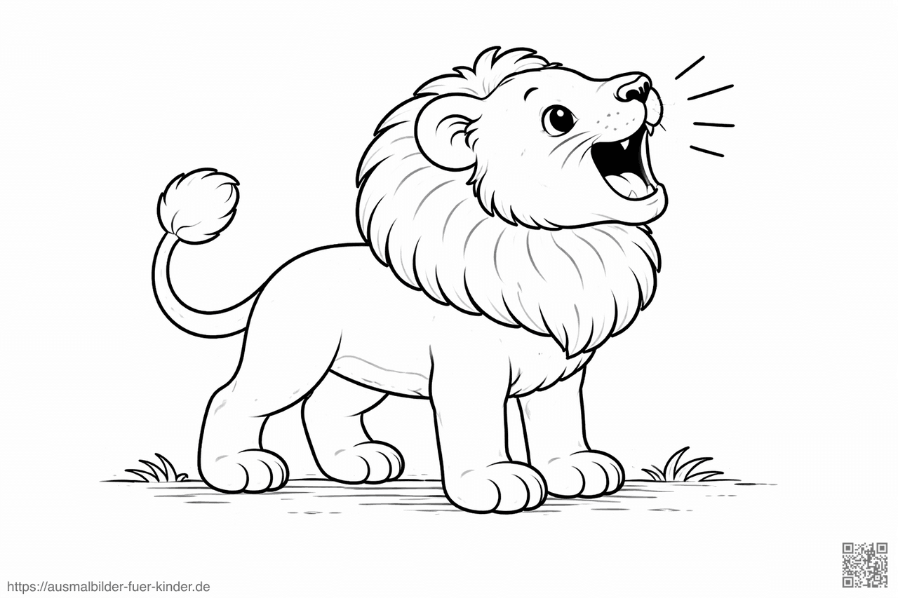 Löwe mit voller Mähne brüllt - Ausmalbild Löwe mit voller Mähne brüllt - Ausmalbild
