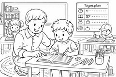 Lehrer erklärt im Klassenzimmer - Ausmalbild