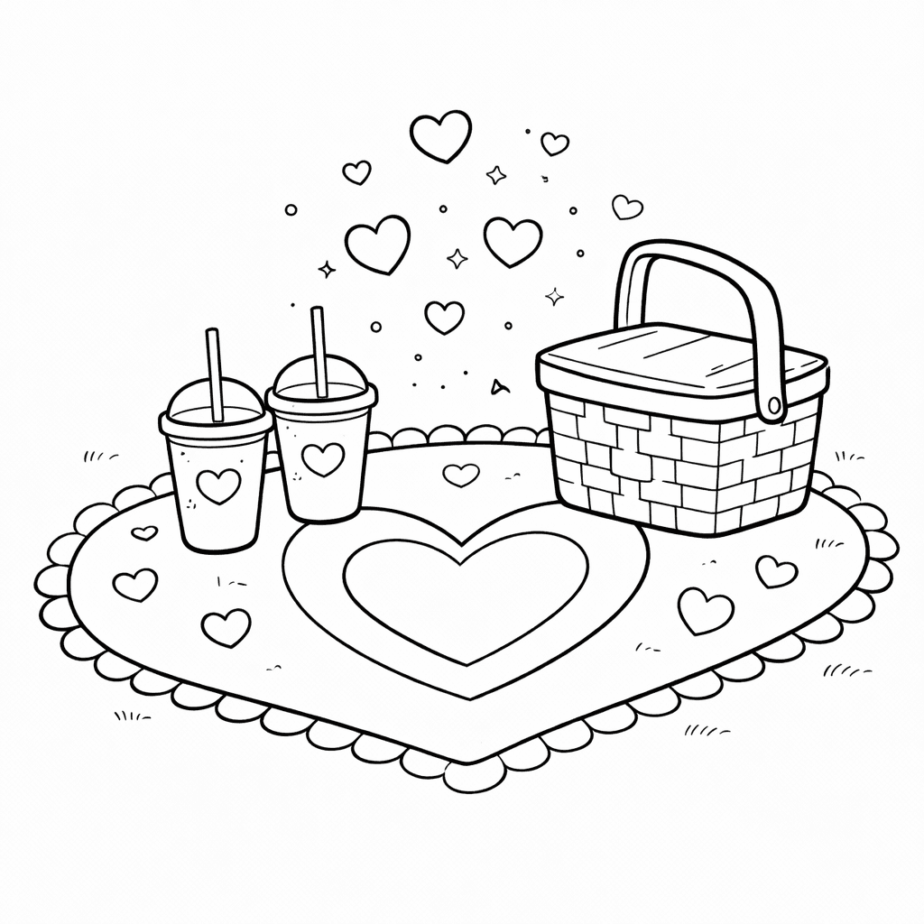 Liebespicknick - Ausmalbild