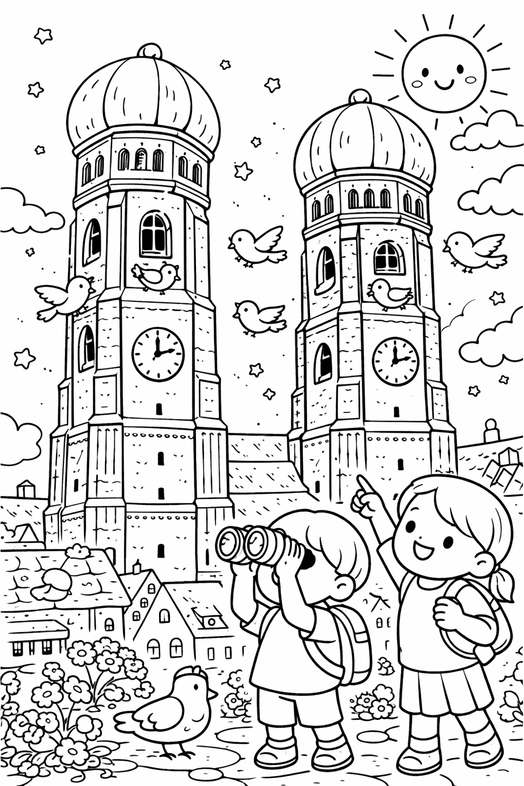 Frauenkirche im Blick - München Ausmalbild