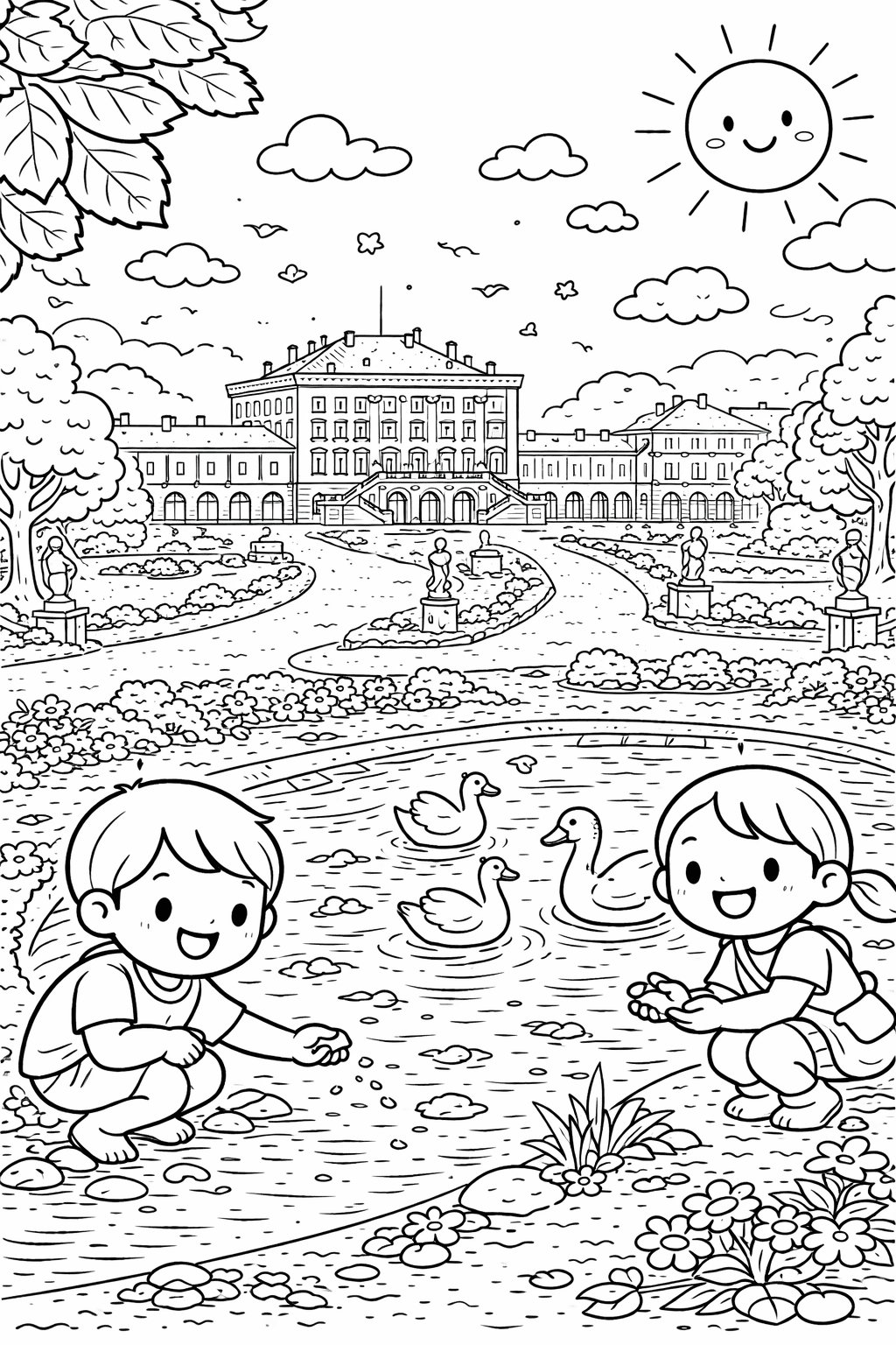 Schloss Nymphenburg im Frühling - München Ausmalbild