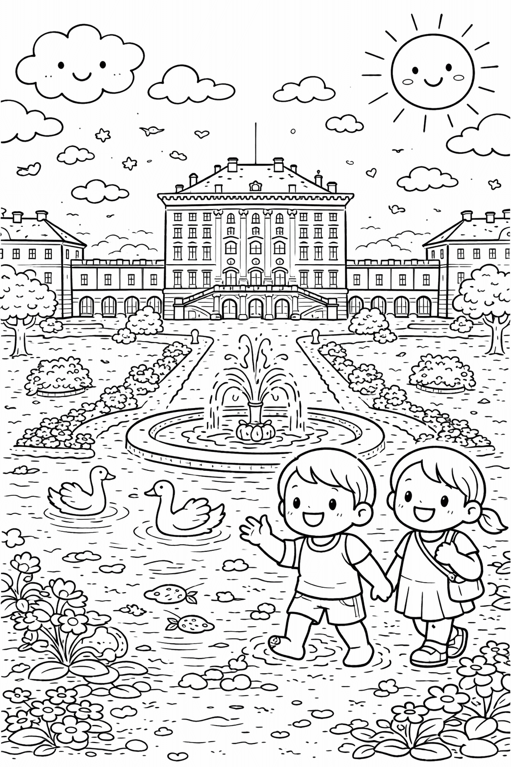 Schloss Nymphenburg im Garten - München Ausmalbild