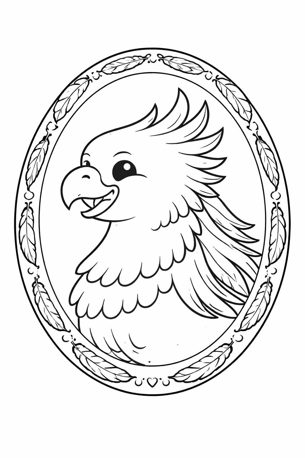 Majestätischer Hippogriff Im Ovalen Rahmen - Ausmalbild