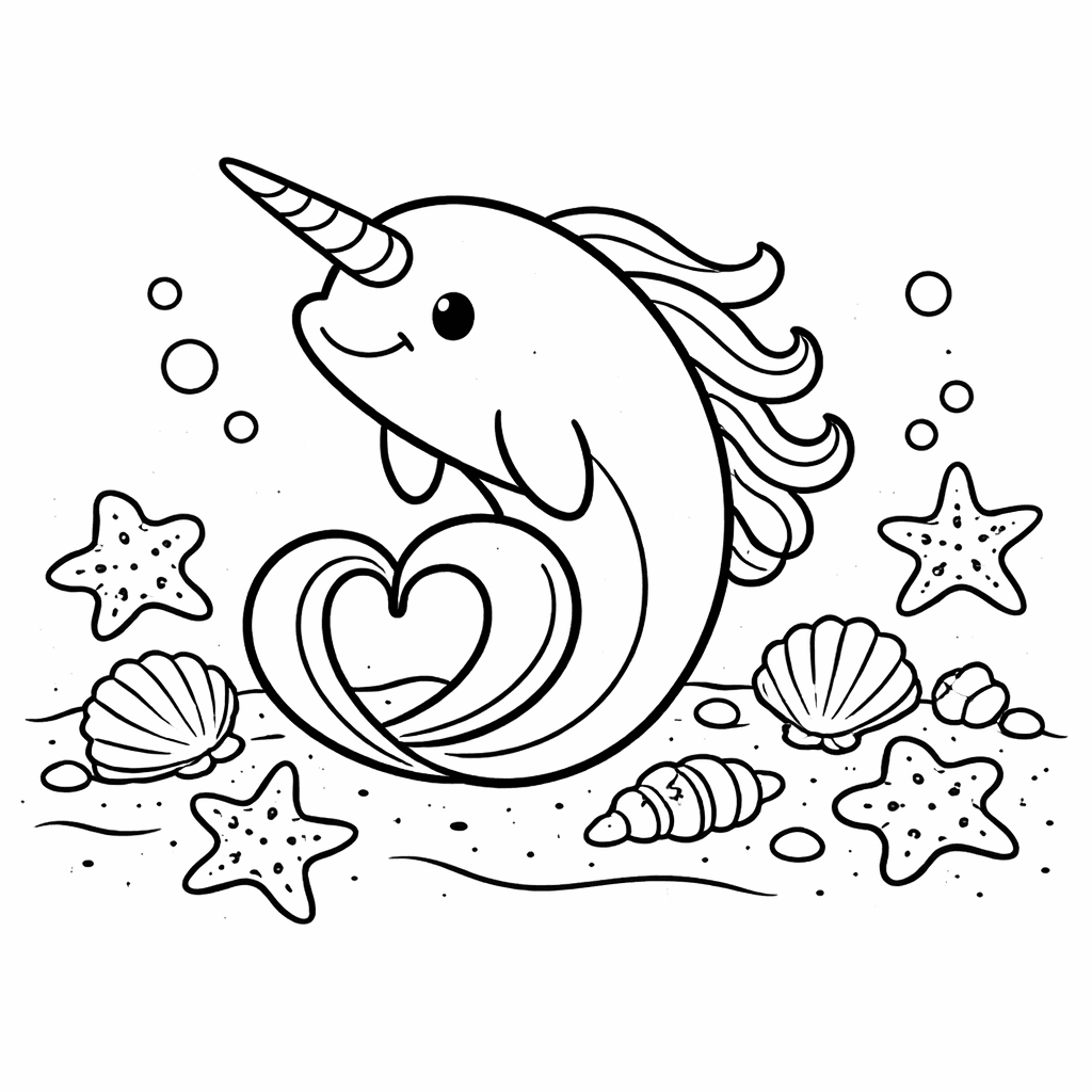 Meereseinhorn Auf Dem Sandboden - Ausmalbild
