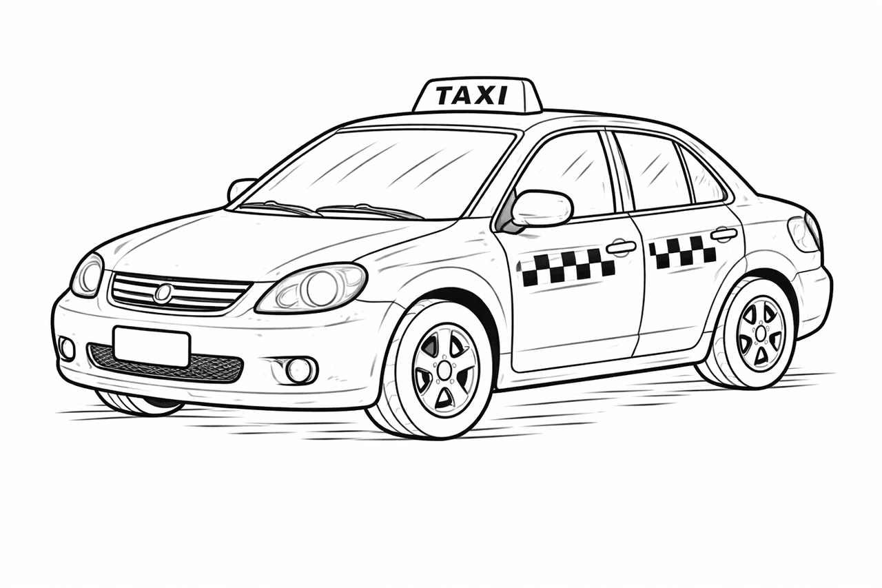 Taxi - Ausmalbild