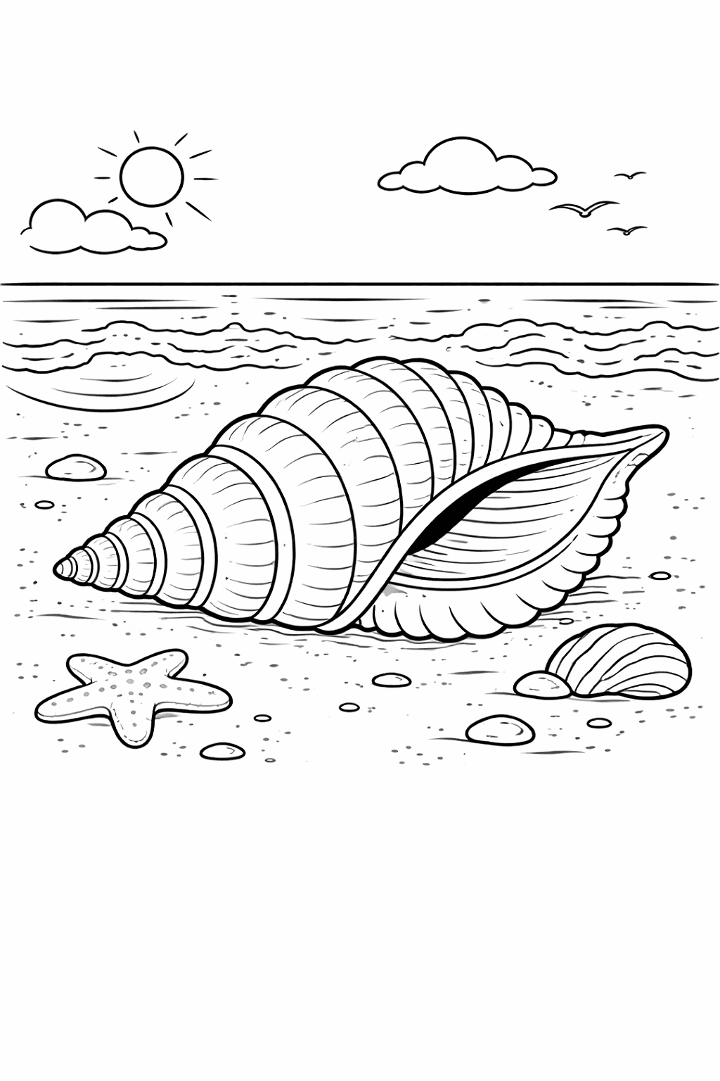 Muschel am Strand - Ausmalbild