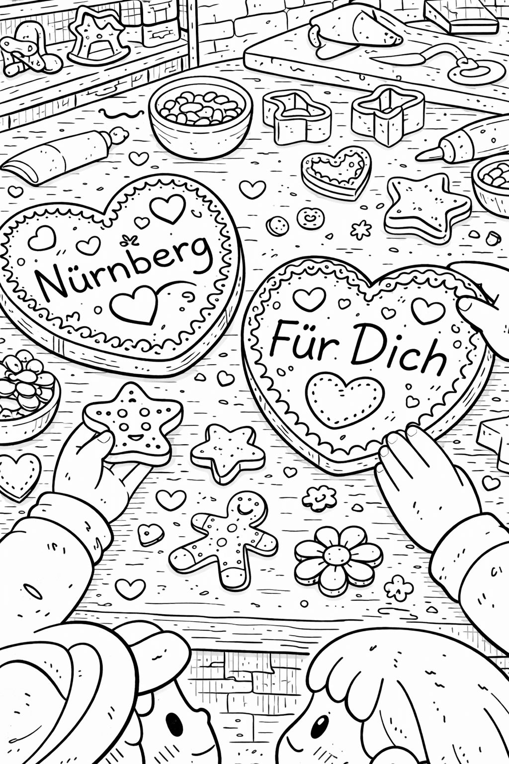 Lebkuchen verzieren - Nürnberg Ausmalbild