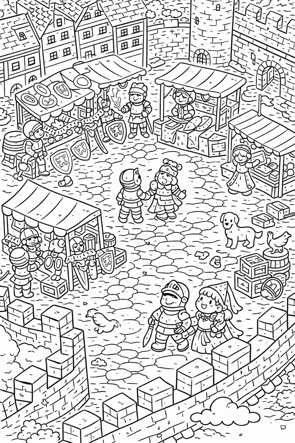 Mittelalterlicher Marktplatz Nürnberg - Ausmalbild