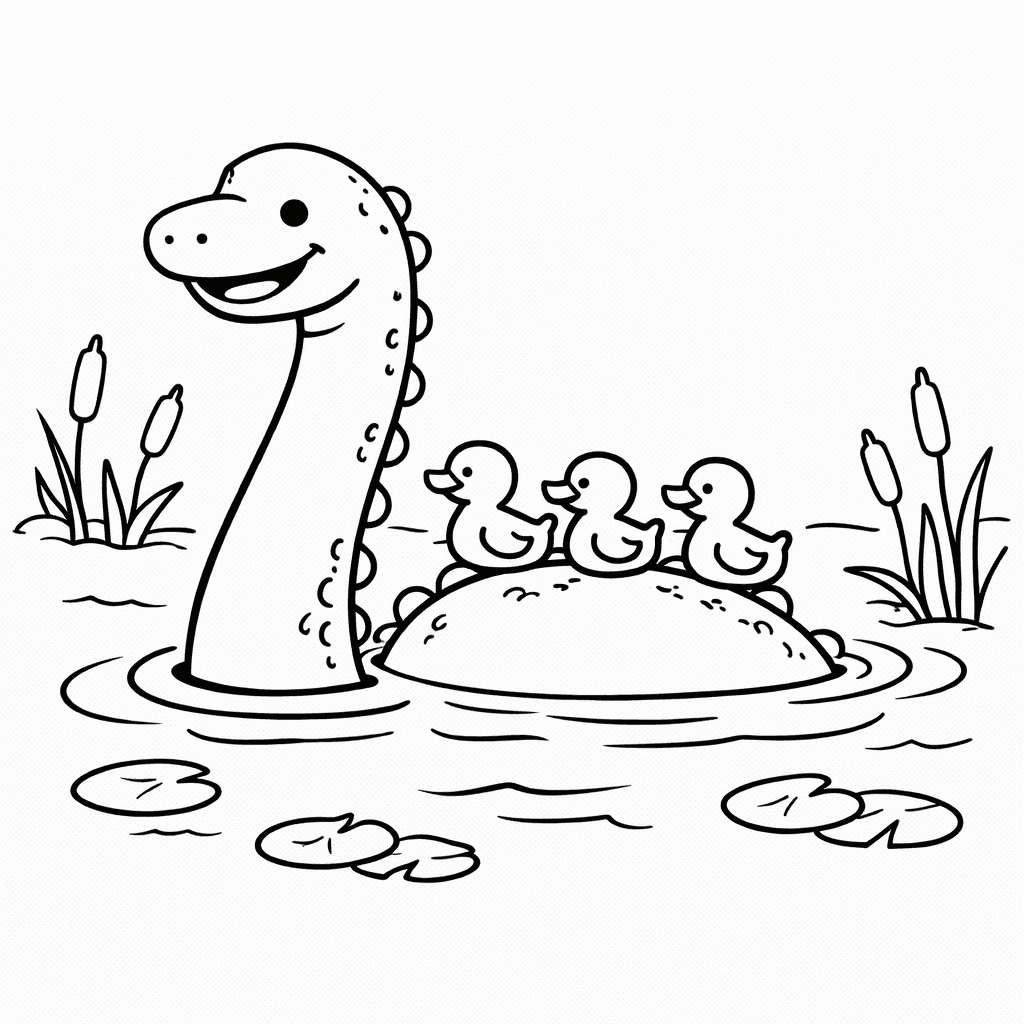 Nessie Mit Entenküken Auf Dem Rücken