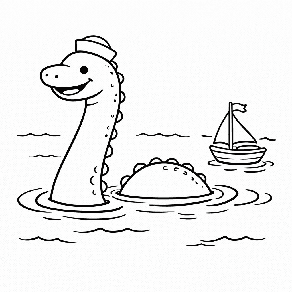 Nessie Mit Segelboot Auf Dem Wasser
