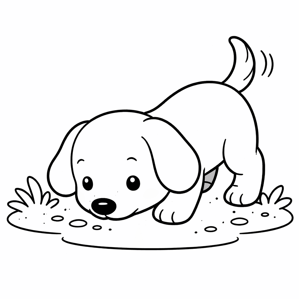 Neugieriger Welpe Schnüffelt Am Boden