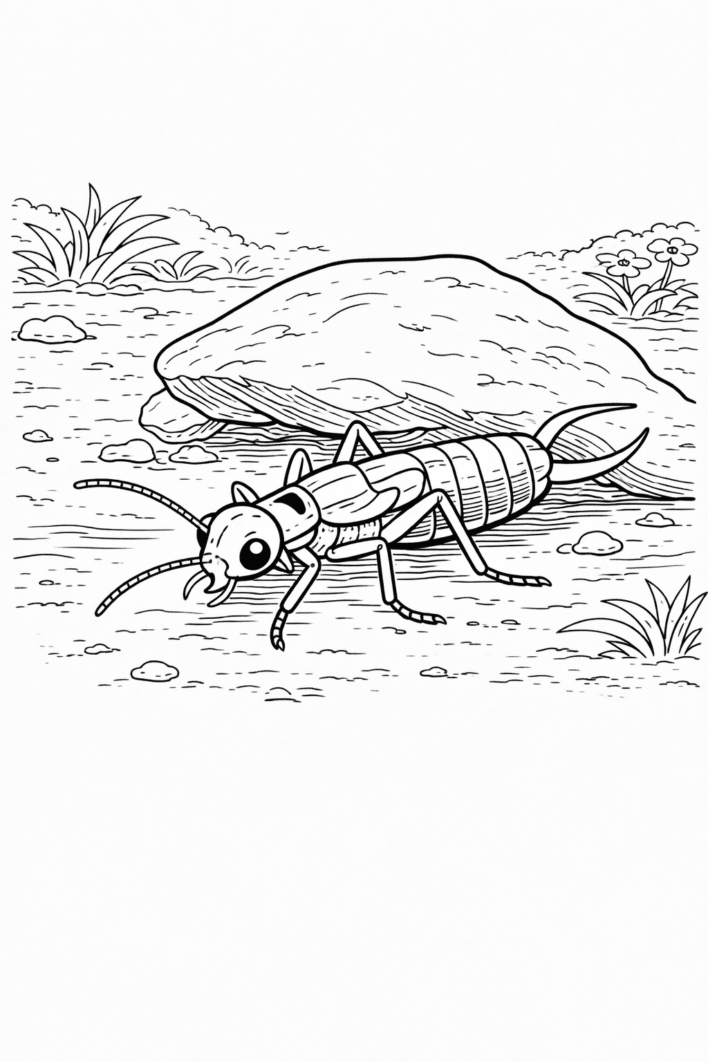 Ohrenkneifer unter Stein - Ausmalbild