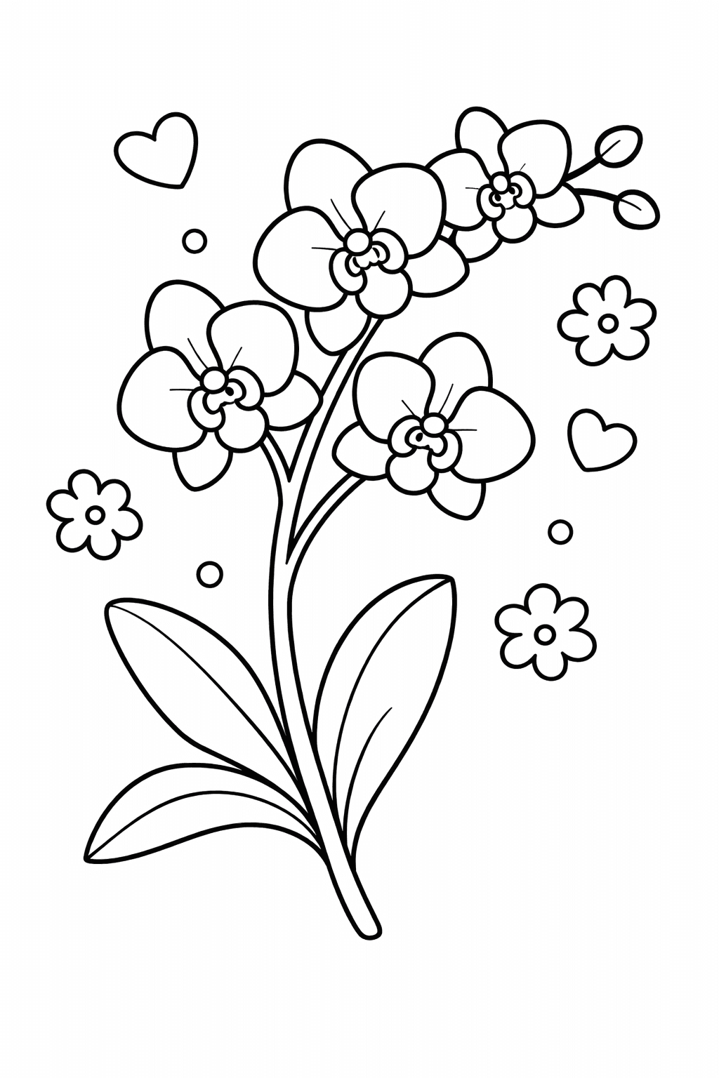 Orchidee mit Herz - Ausmalbild