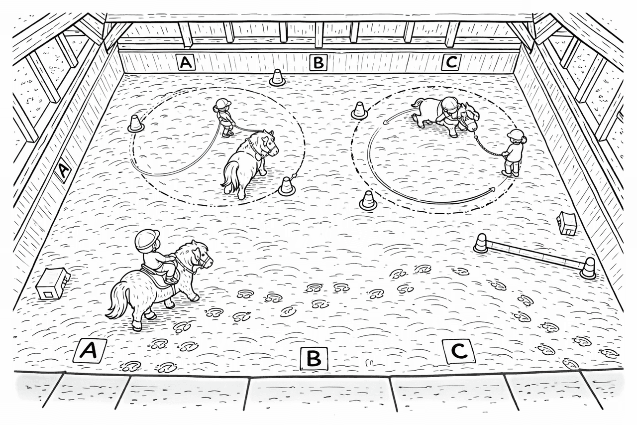 Reitarena von oben - Ausmalbild