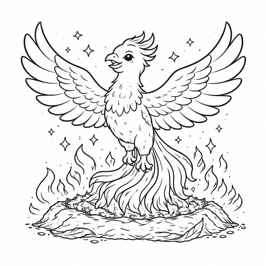 Phönix Aus Der Asche Erhoben - Ausmalbild