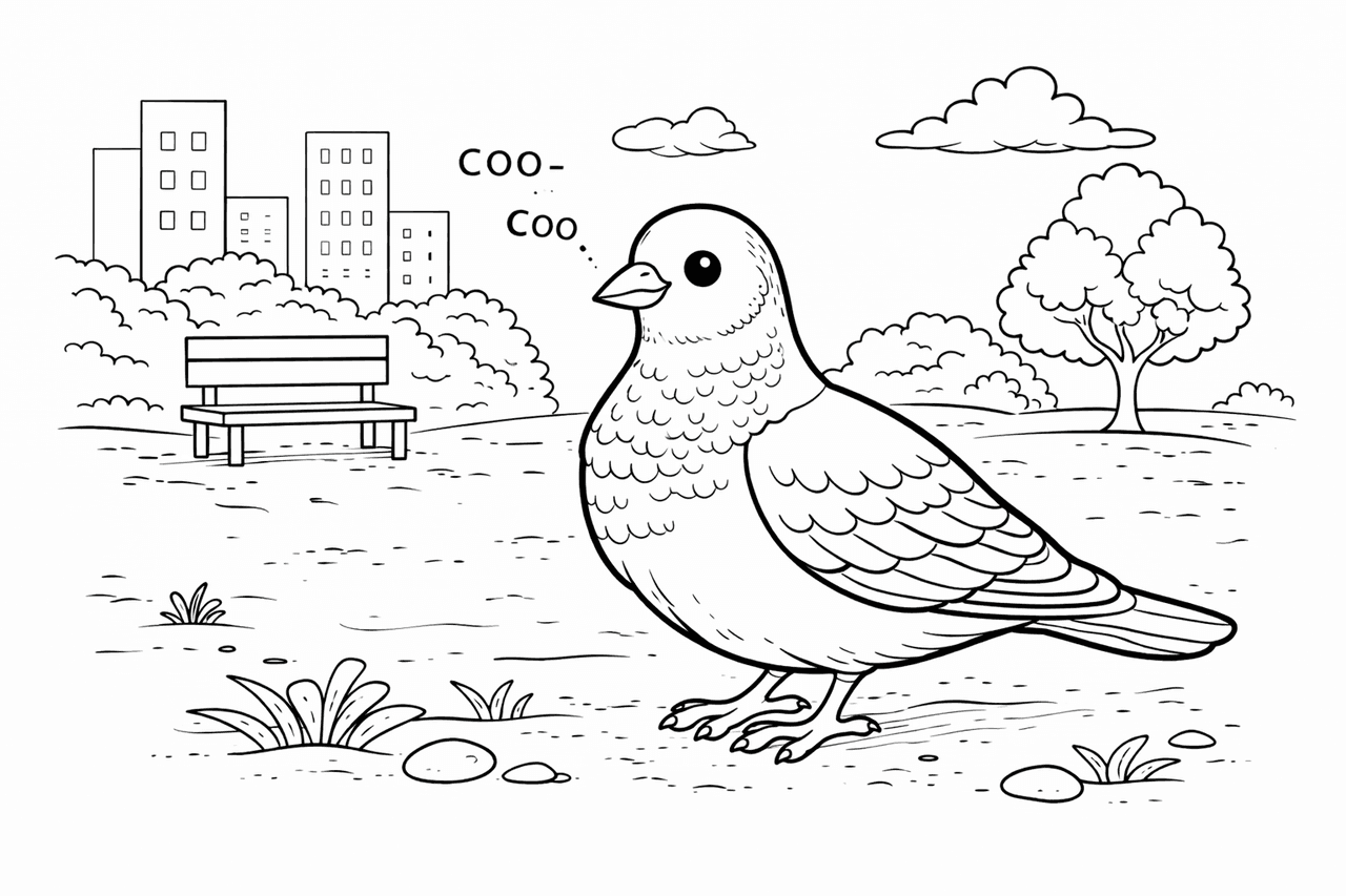 Pinguin im Park - Ausmalbild