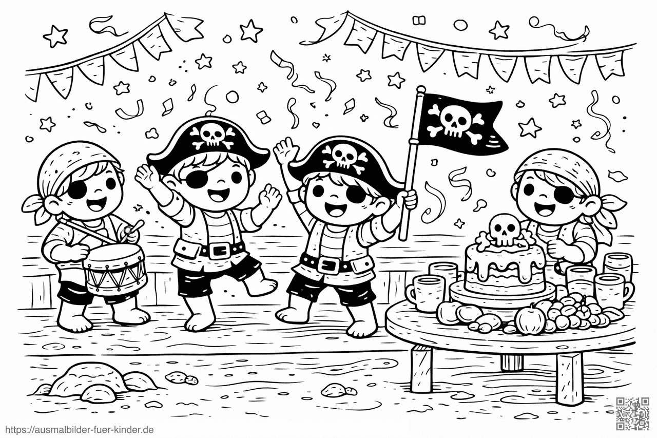 Piratenspaß auf dem Schiff - Ausmalbild Piratenspaß auf dem Schiff - Ausmalbild