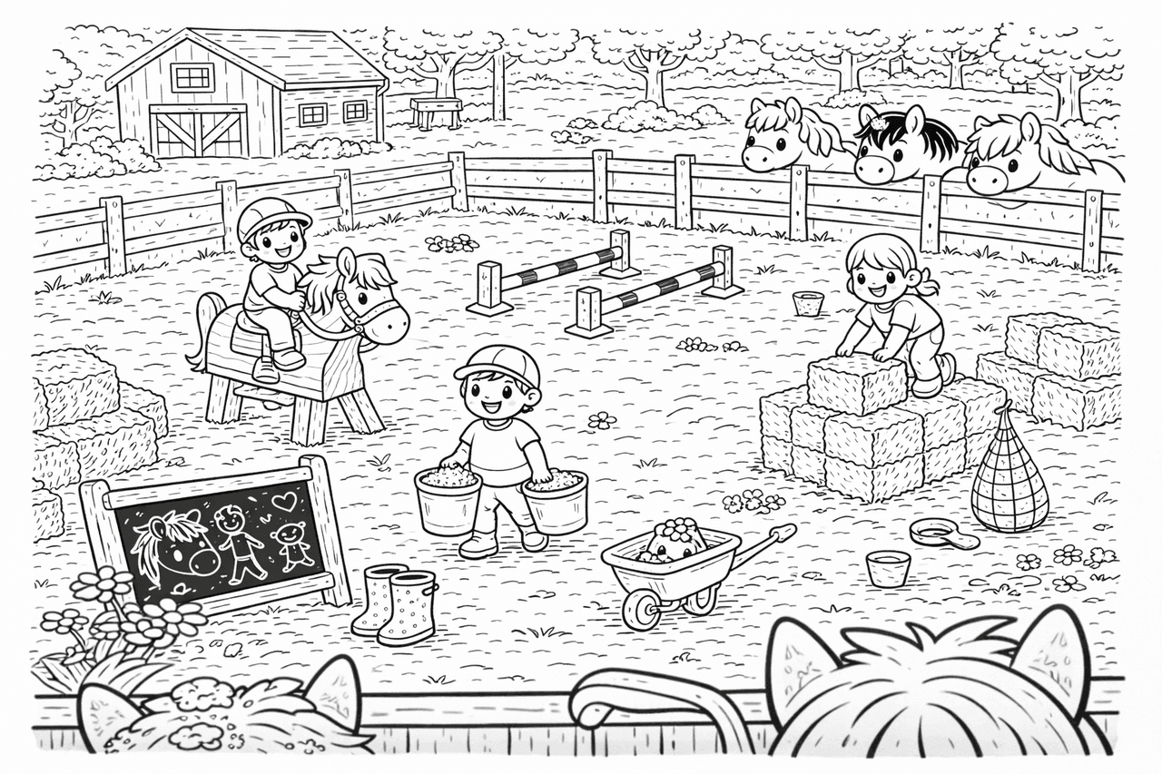 Spielbereich Ponyhof - Ausmalbild