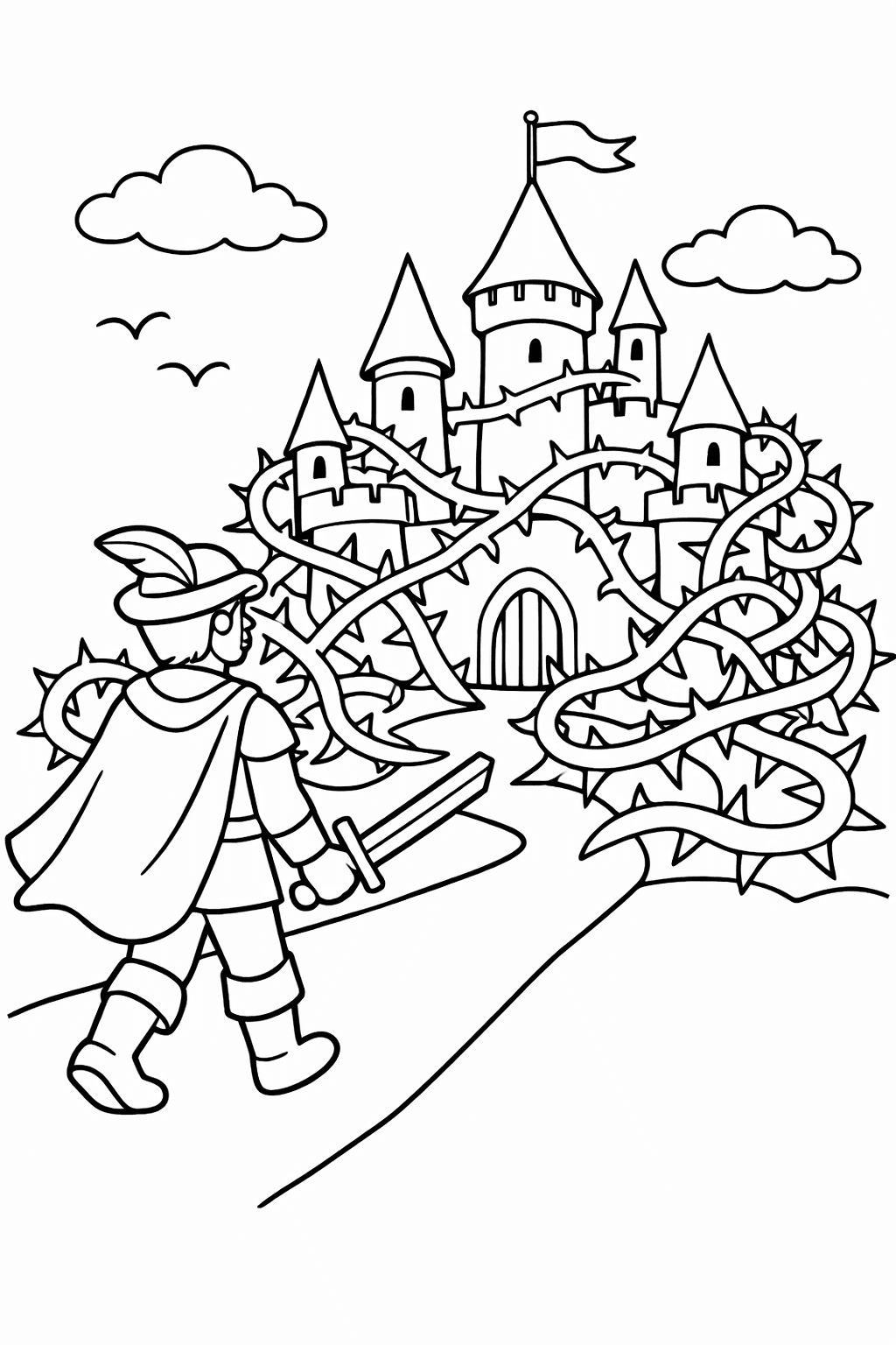 Prinz auf dem Weg zur Burg - Ausmalbild