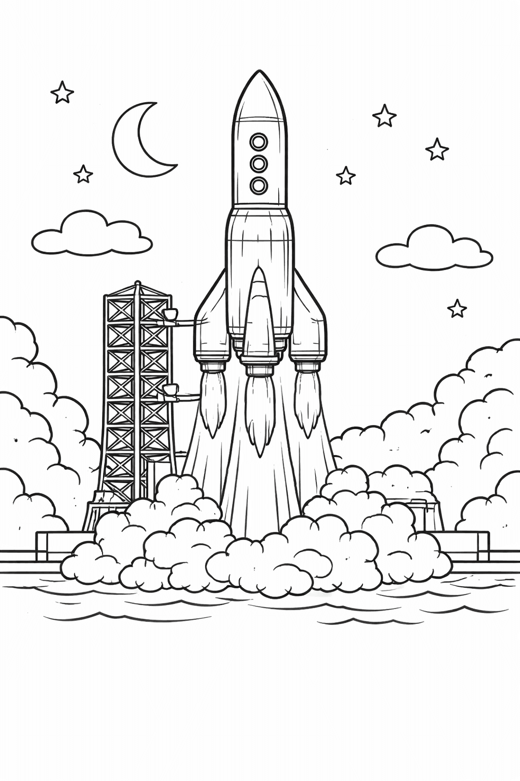 Raketenstart - Ausmalbild