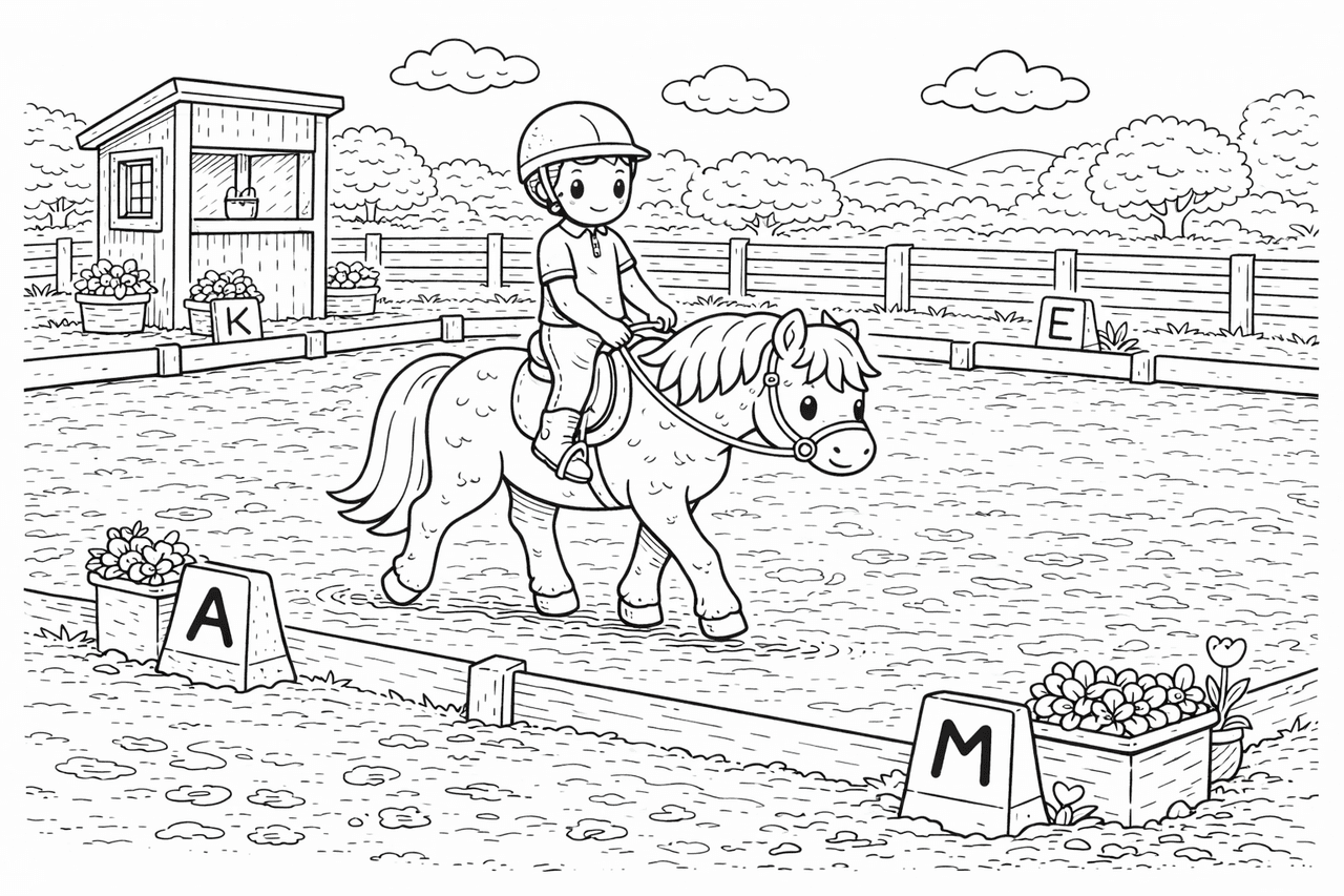 Dressurreiten - Ausmalbild