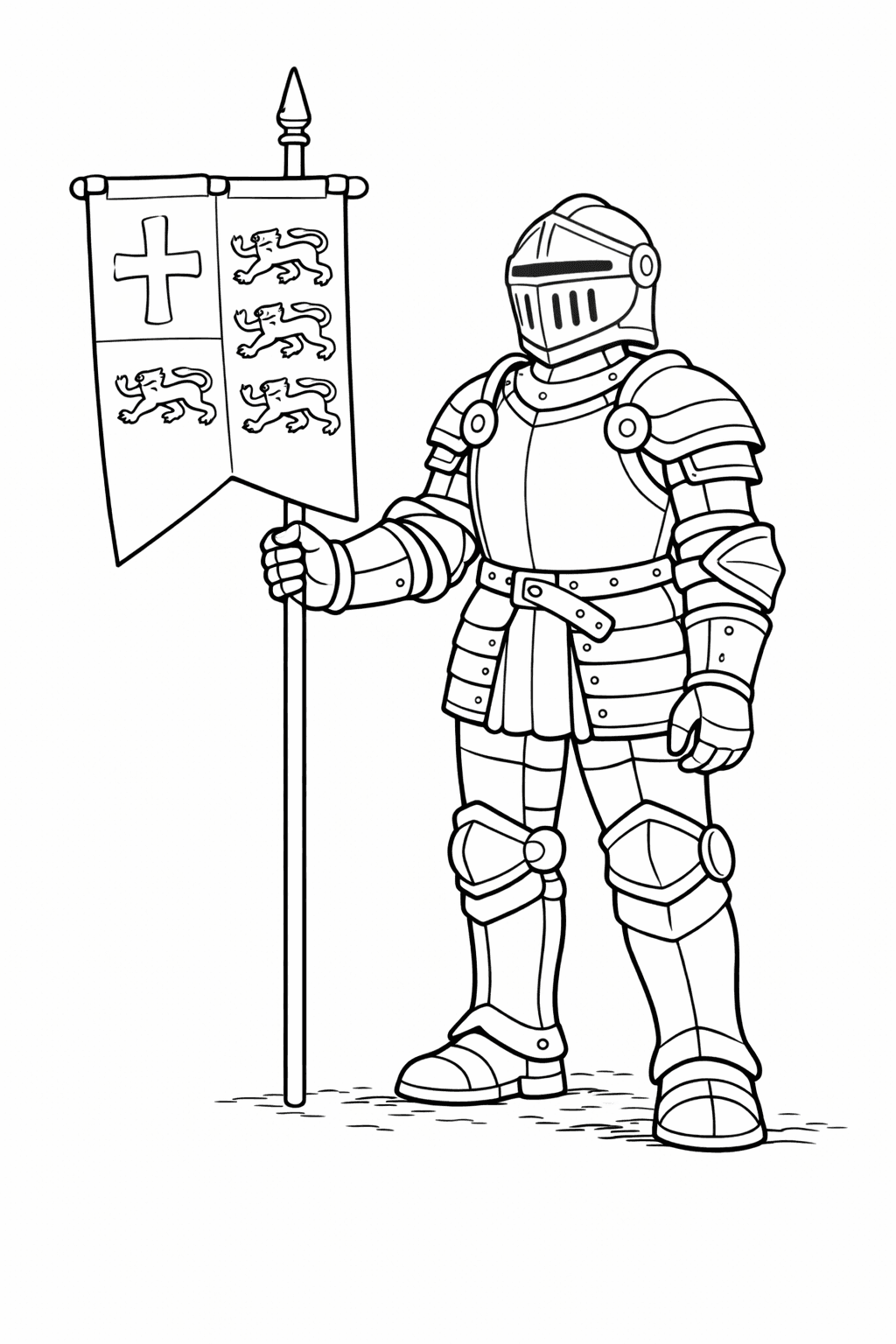 Ritter mit Wappenbanner - Ausmalbild