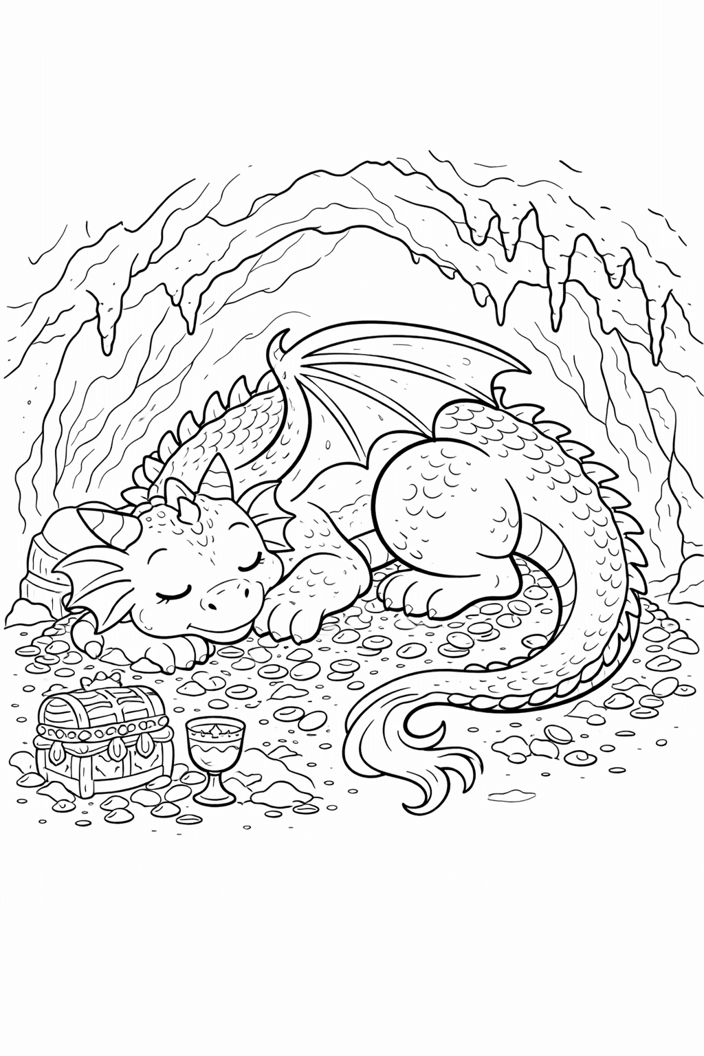 Schlafender Drache - Ausmalbild