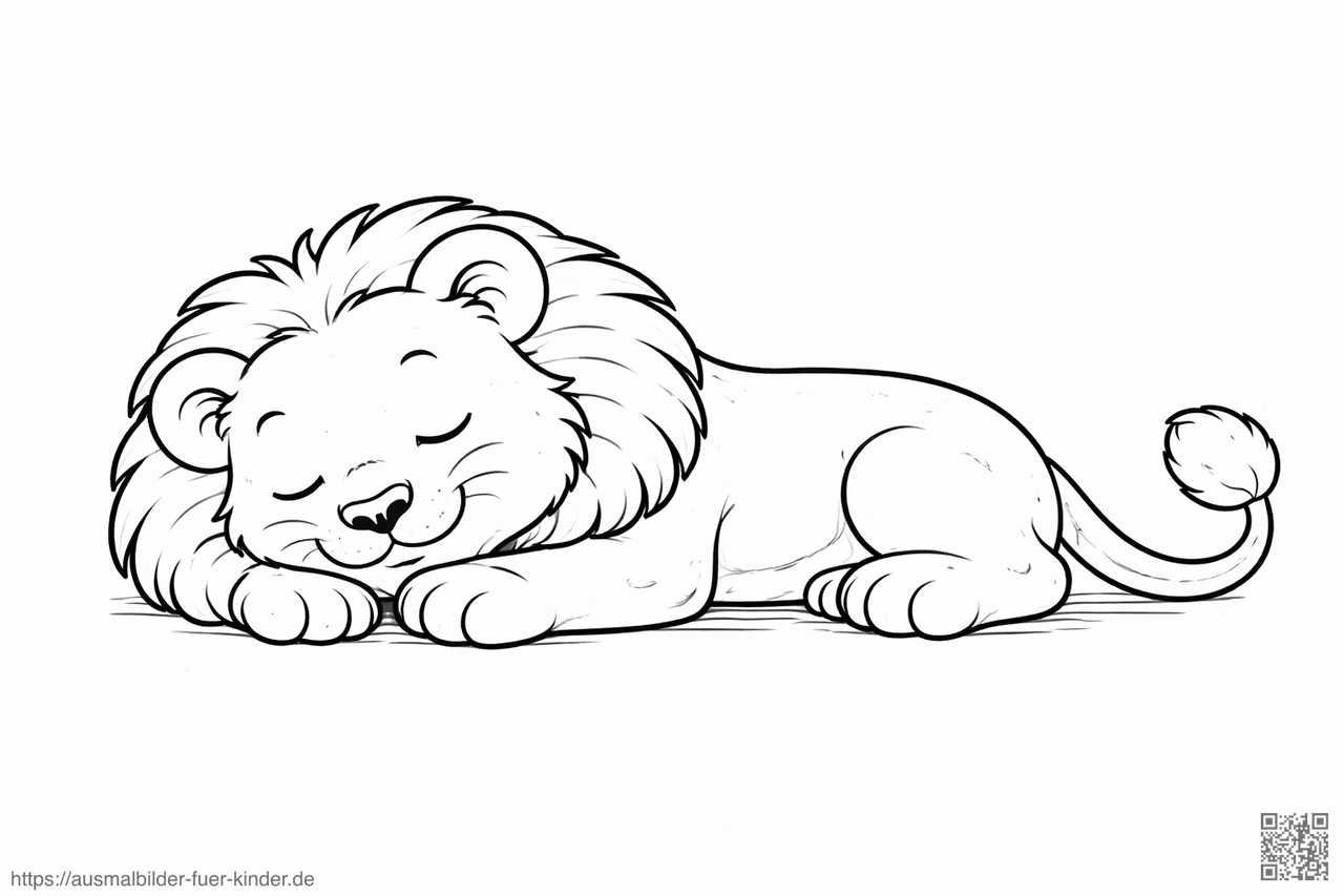Schlafender Löwe in Ruheposition - Ausmalbild Schlafender Löwe in Ruheposition - Ausmalbild
