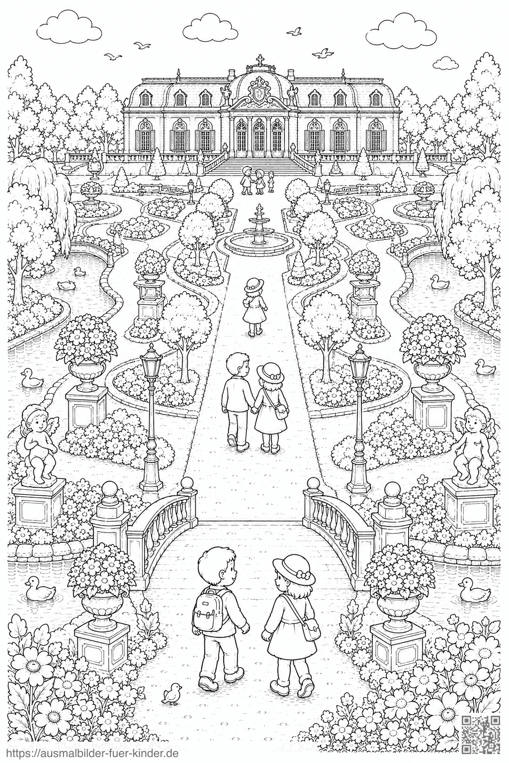 Schloss Benrath Parkspaziergang Ausmalbild Schloss Benrath Parkspaziergang Ausmalbild