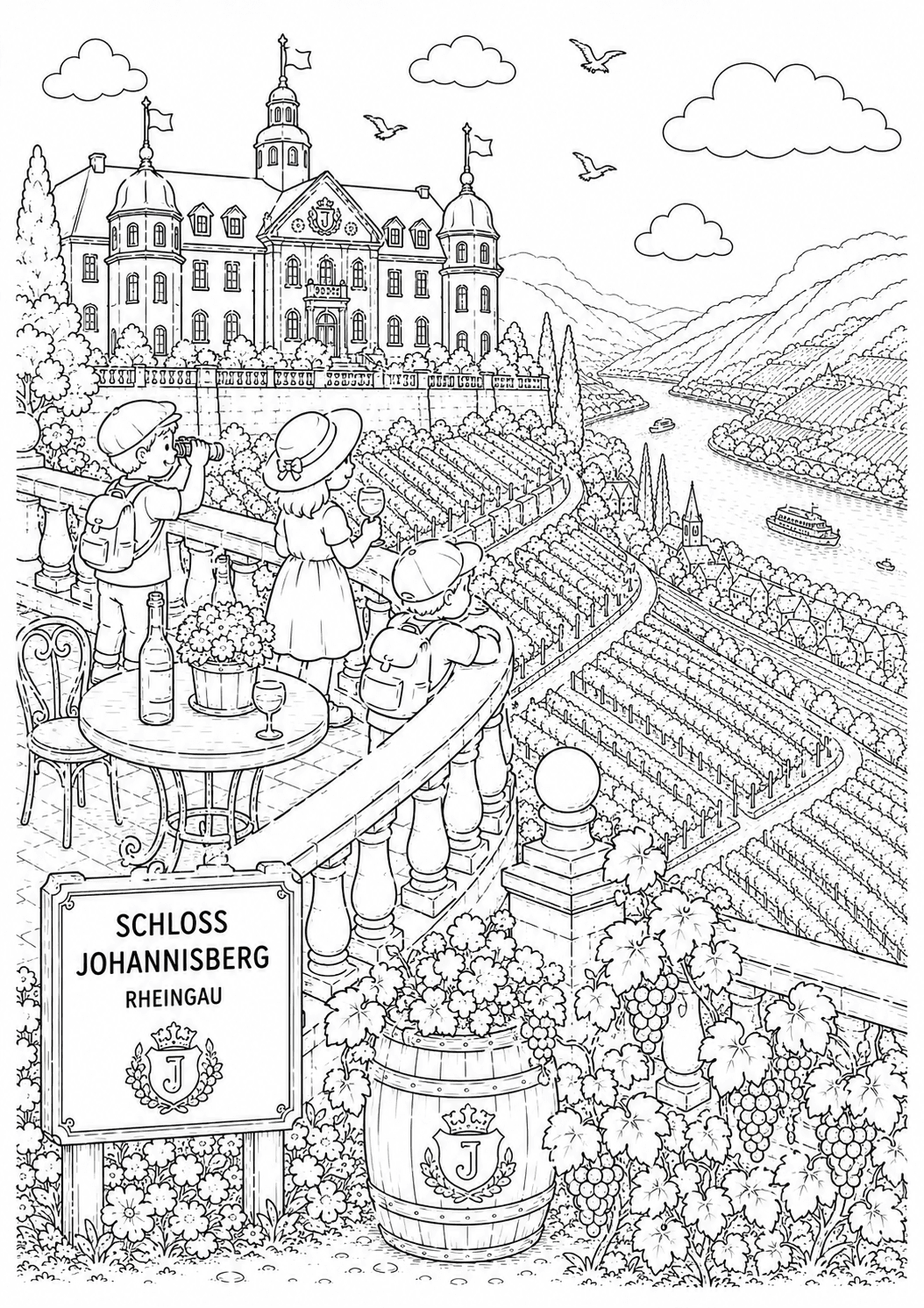 Schloss Johannisberg Aussicht Über Den Rheingau Ausmalbild Schloss Johannisberg Aussicht Über Den Rheingau Ausmalbild