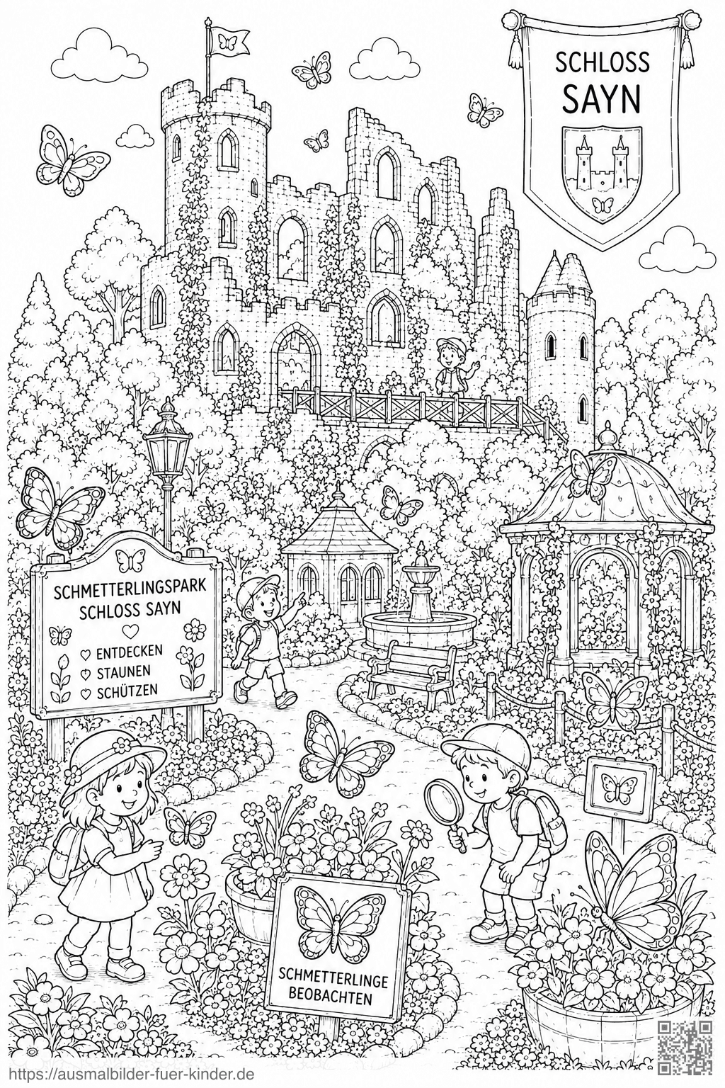 Schloss Sayn Schmetterlingspark Ausmalbild Schloss Sayn Schmetterlingspark Ausmalbild