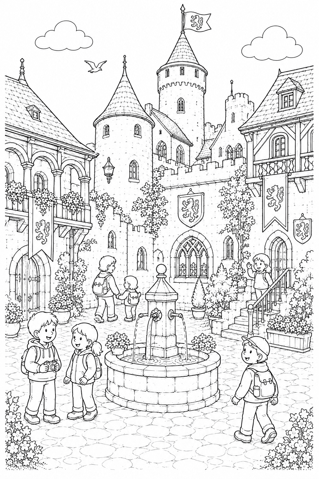 Schönburg Burghof Ausmalbild Schönburg Burghof Ausmalbild