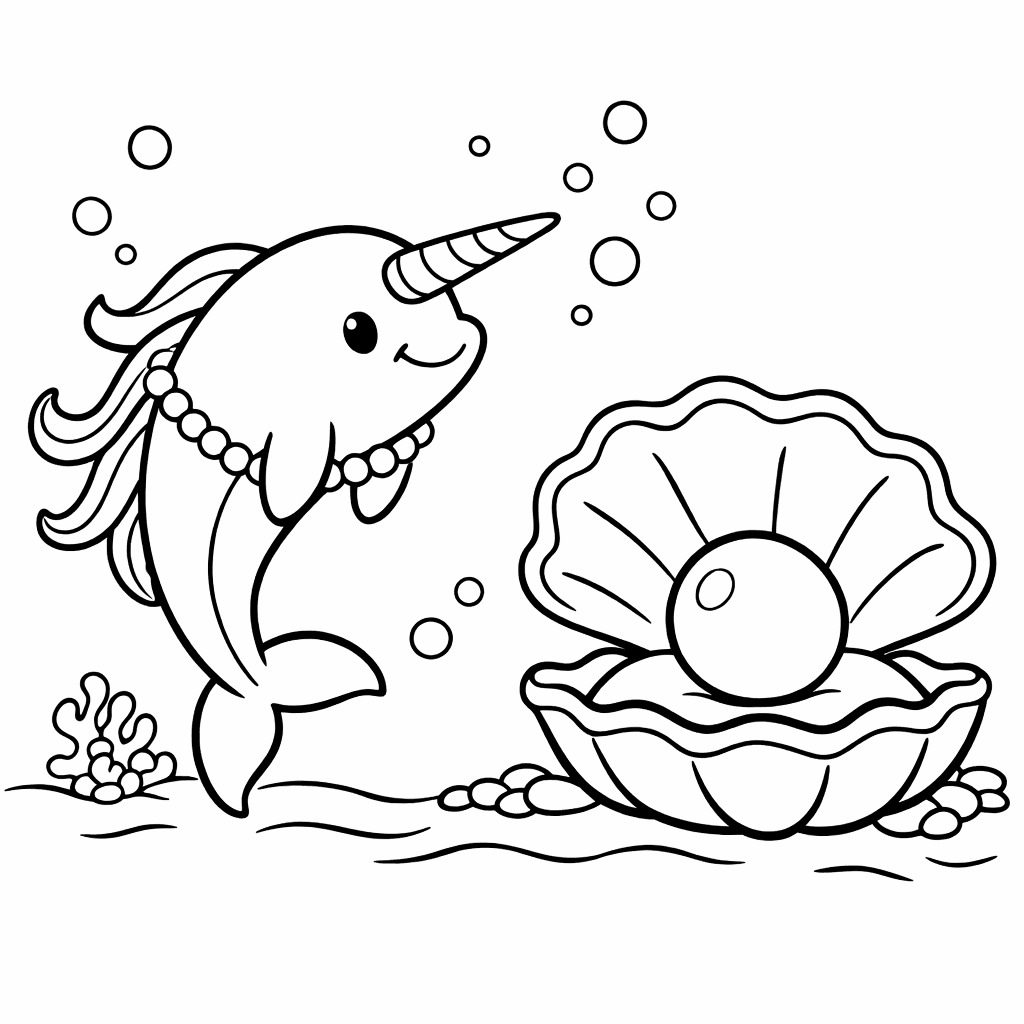 Seeungeheuer Und Riesige Perle - Ausmalbild