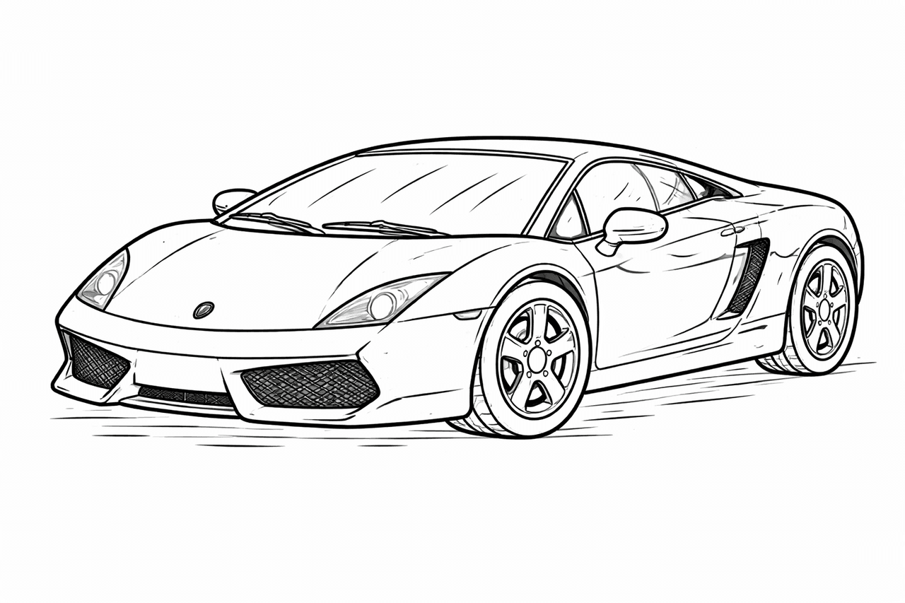 Sportwagen - Ausmalbild