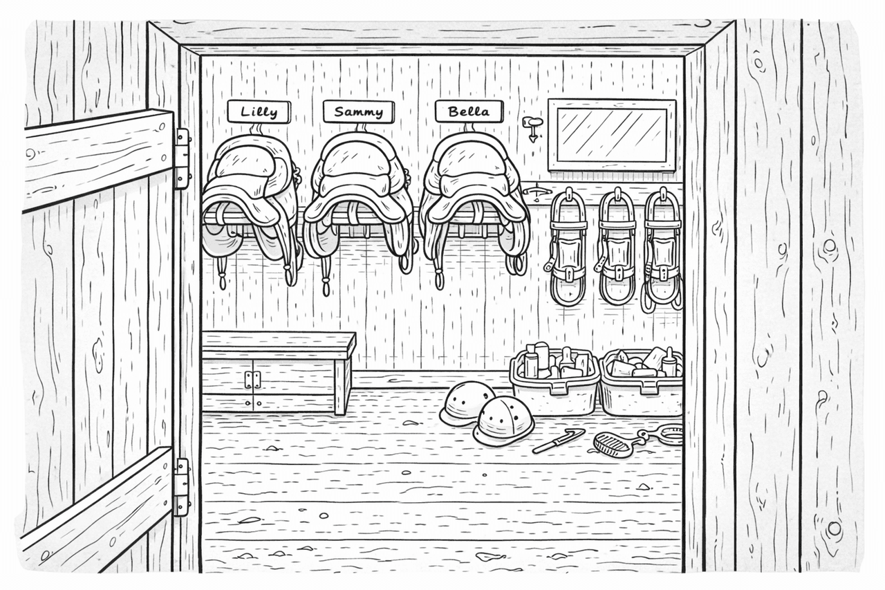 Sattelkammer - Ausmalbild