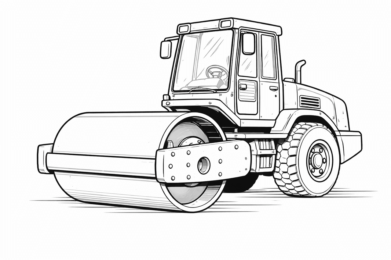 Straßenwalze - Ausmalbild